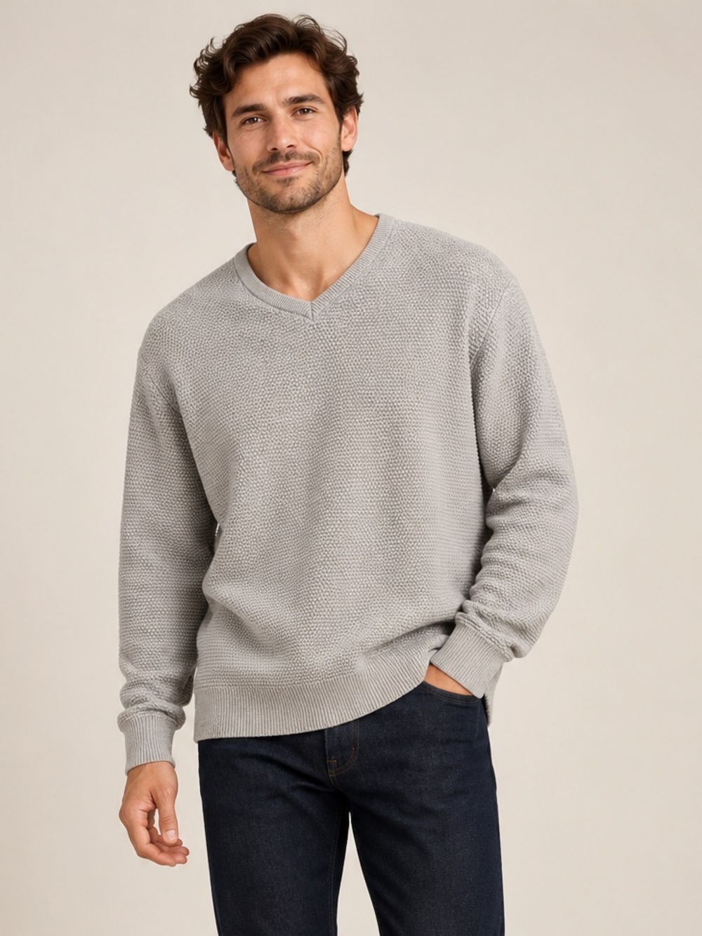 💯 Cotton Textured Knit Sweater | Minimalist Cozy | Business Casual Large